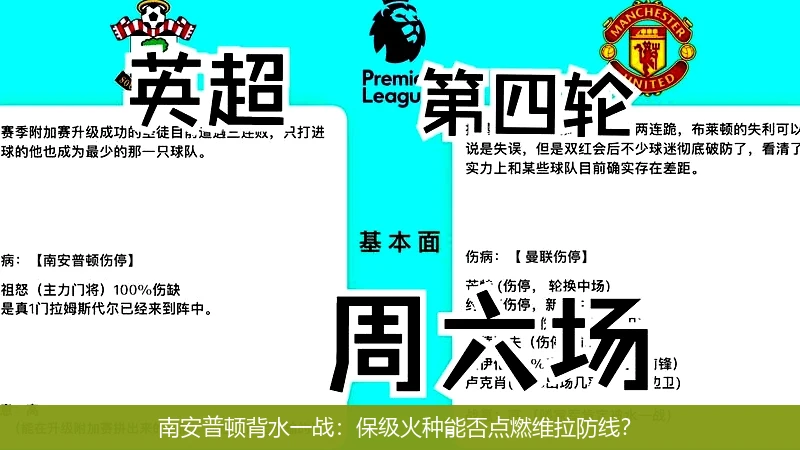 南安普顿背水一战:保级火种能否点燃维拉防线?