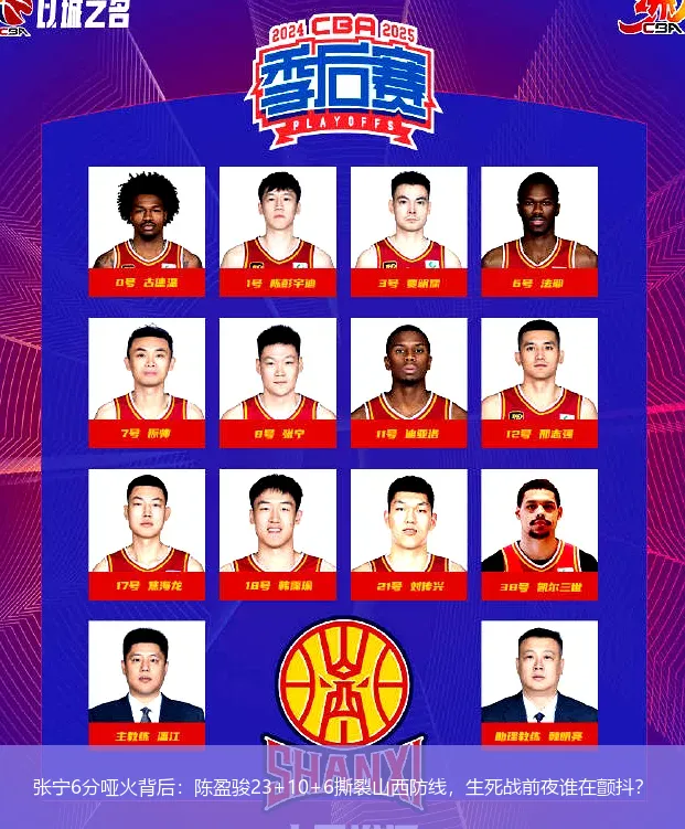 张宁6分哑火背后:陈盈骏23+10+6撕裂山西防线,生死战前夜谁在颤抖?